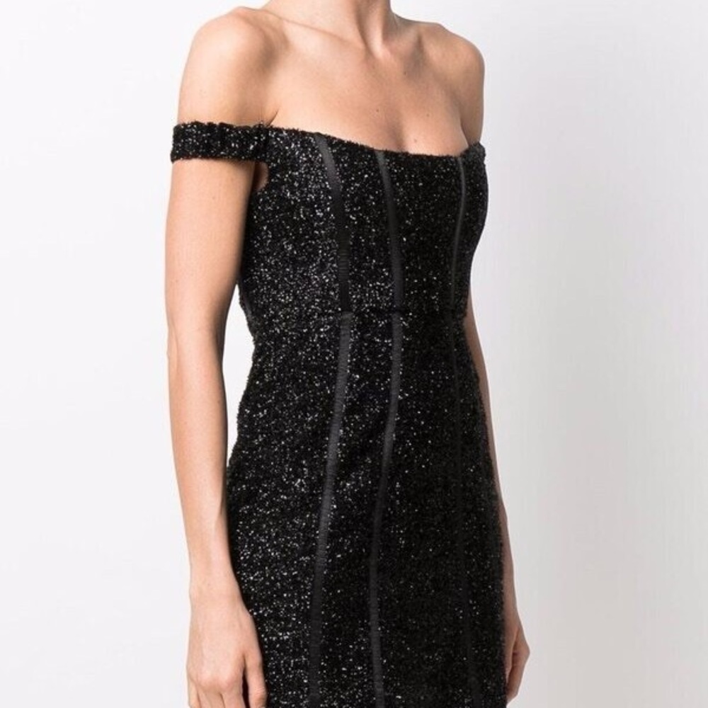 Alice McCall She's Electric Sequin Shaggy Metallic Mini Dress Black Size 8 NYE